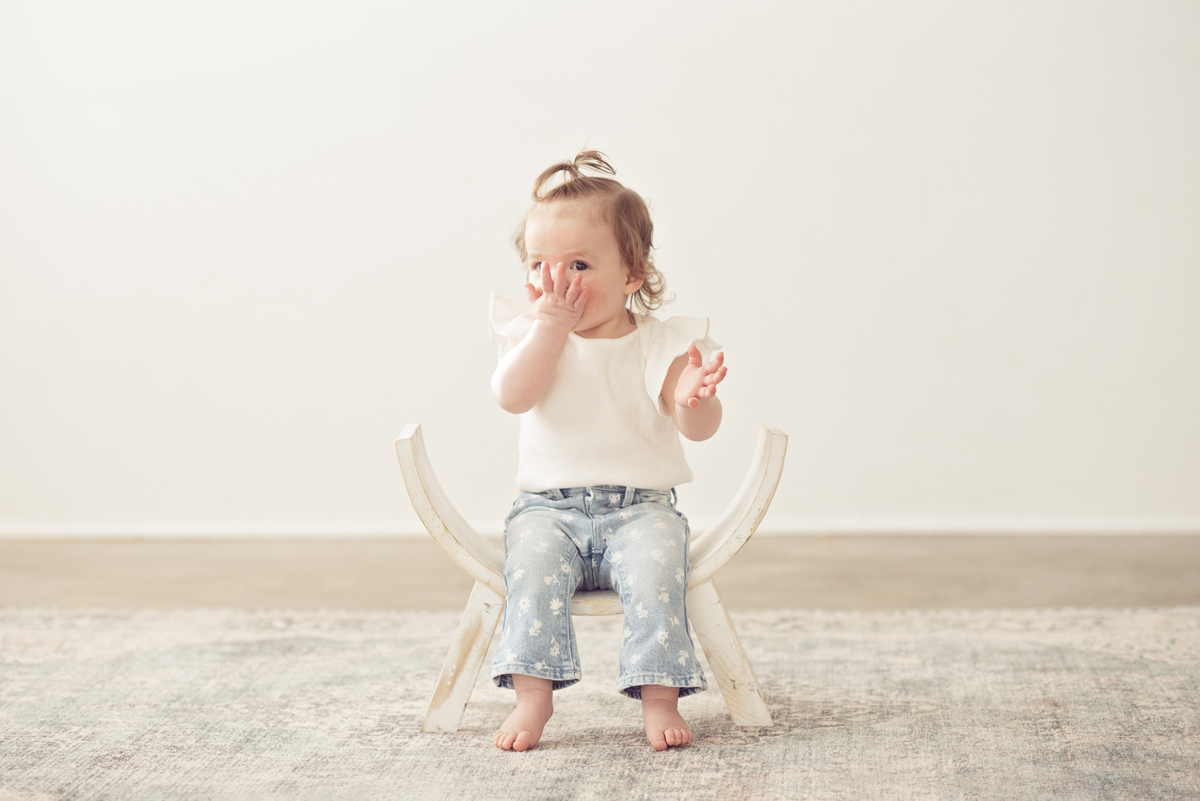 One year old girl studio birthday pictures