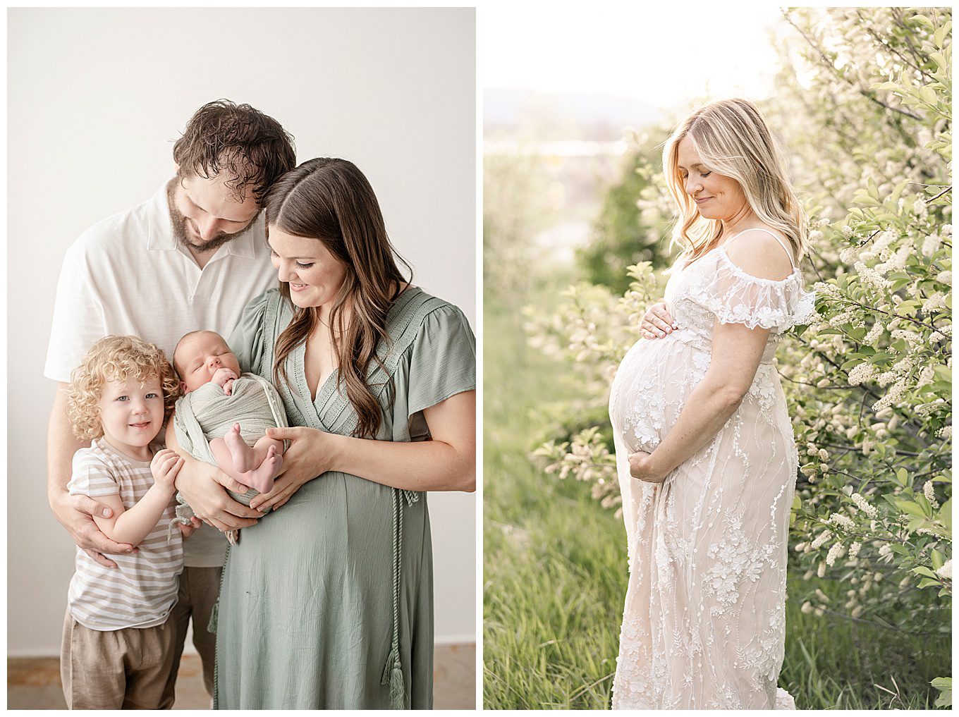 mom, dad, toddler, and new baby welcoming baby home